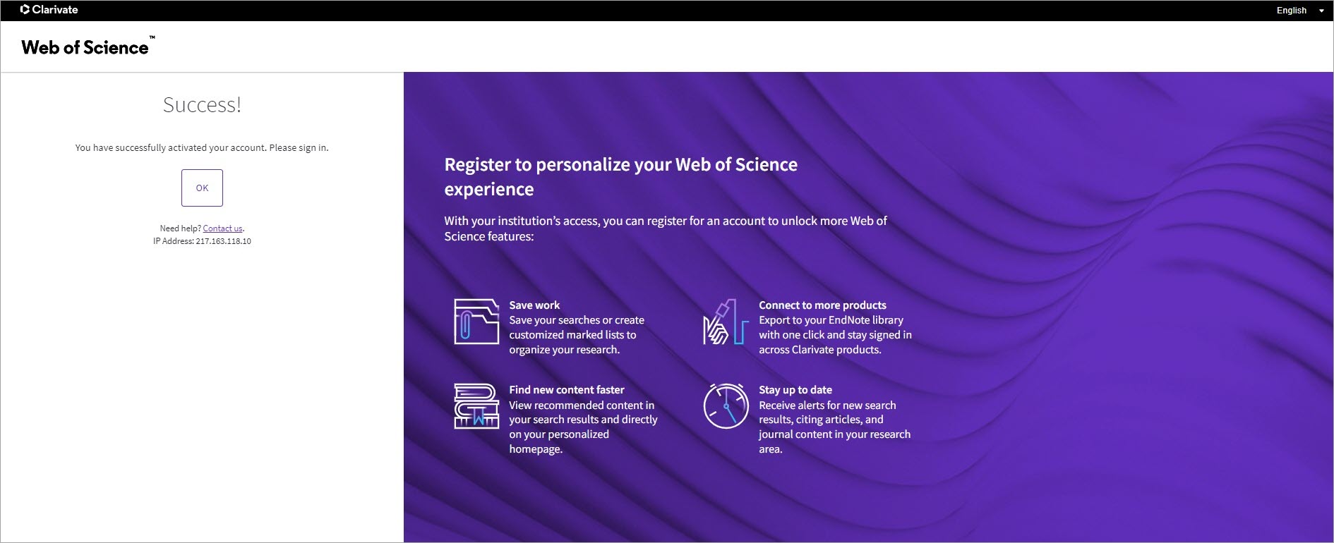 Register for a Web of Science account – Web of Science